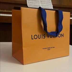 Louis Vuitton Orange Bag with Blue Handles